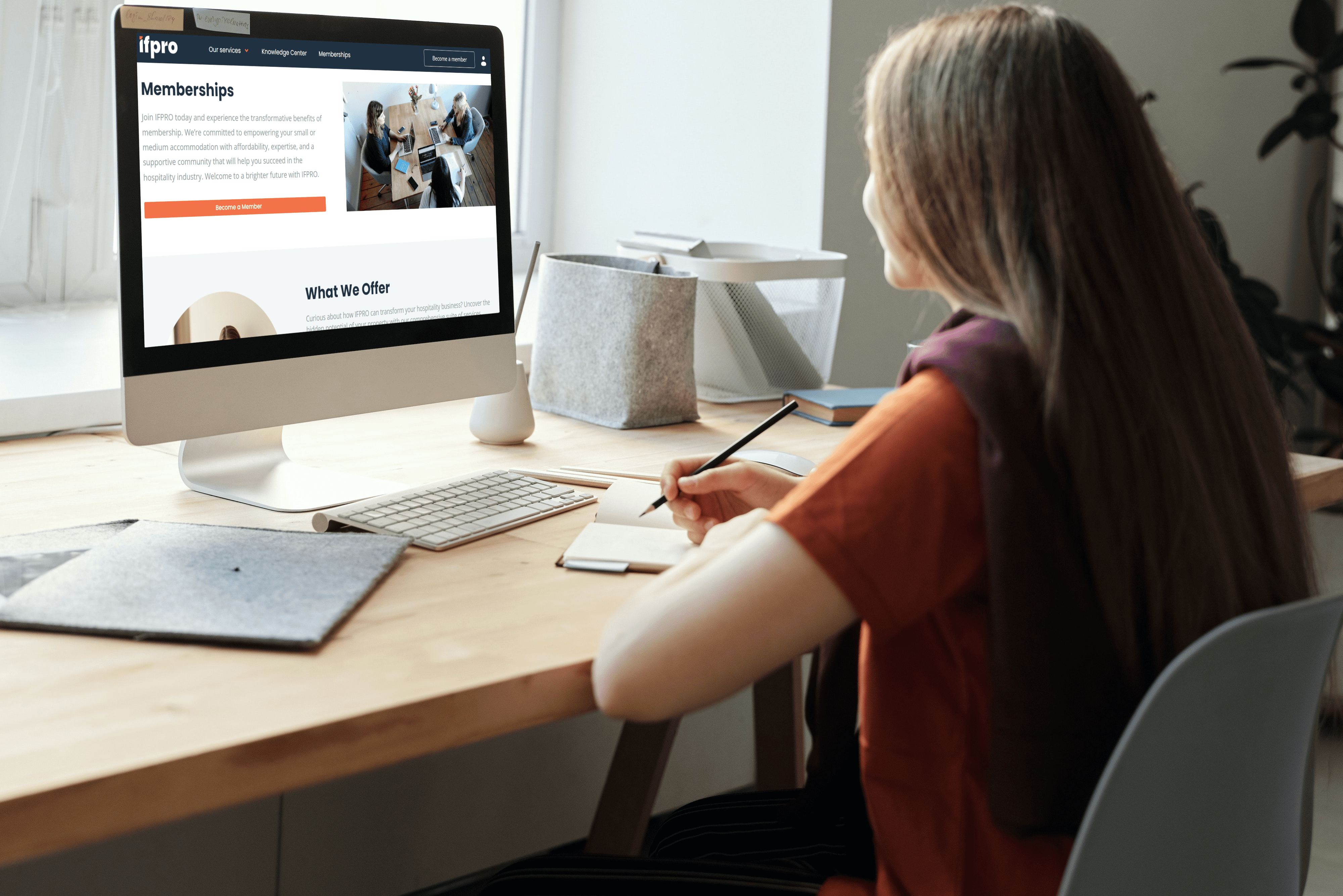 Woman looking at IFPRO website